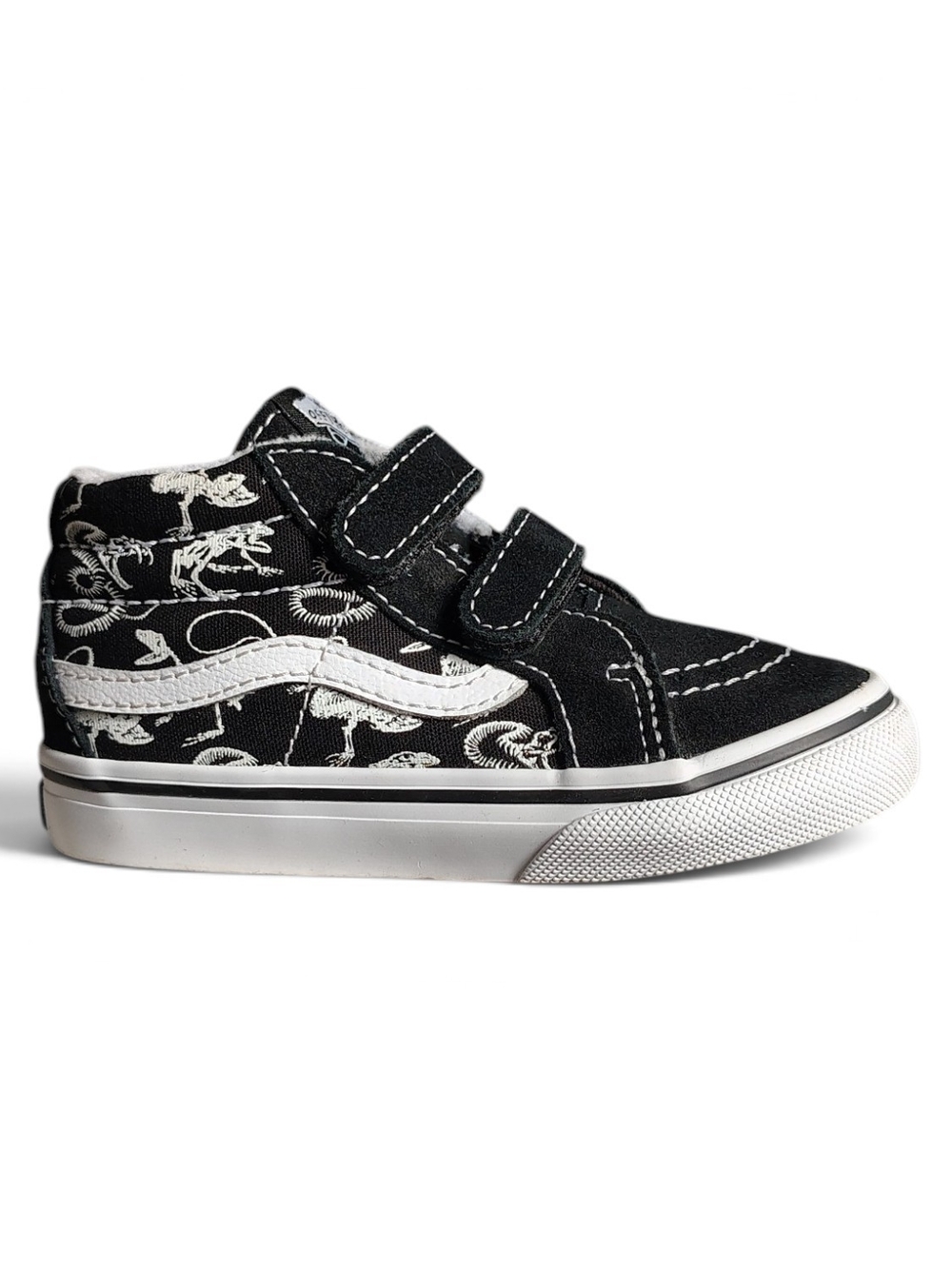 Vans Toddler Sk8-Mid Reissue V Glow Dino Skeleton Sneakers Black Size 8T